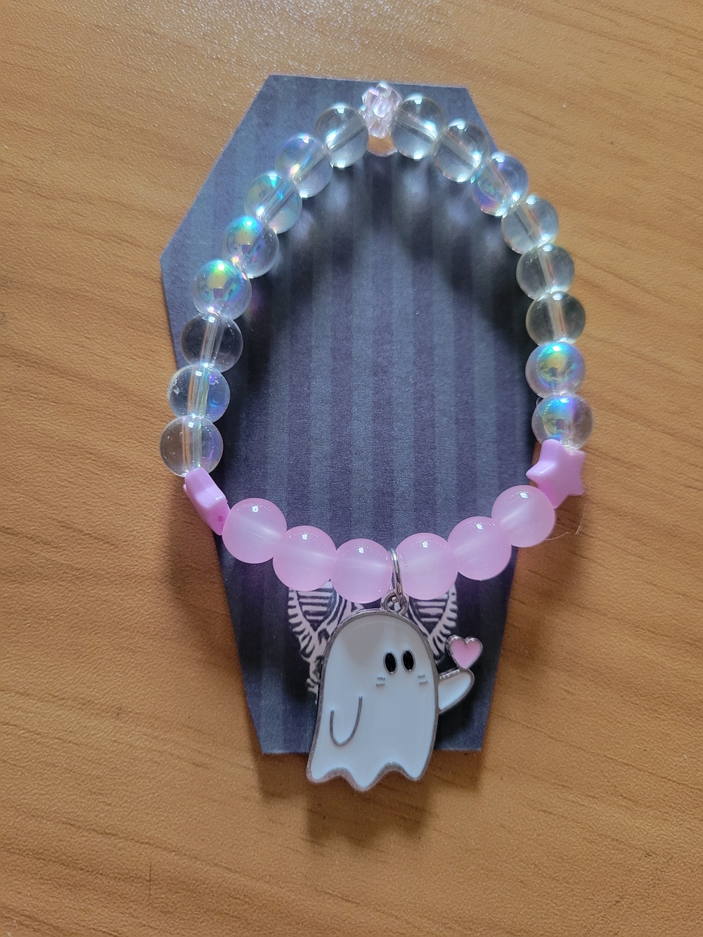 💐NEW💐 Pink Ghost Charm Beaded Bracelet